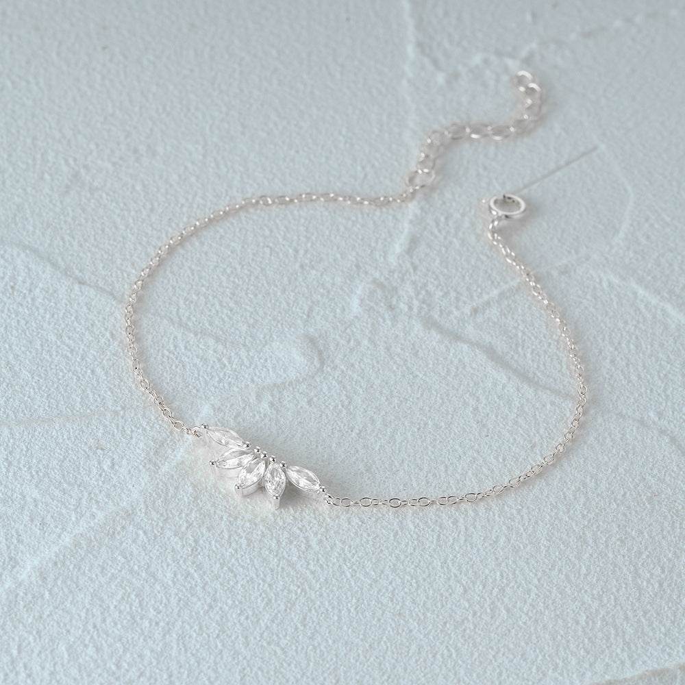 S925 sterling silver crown zircon inlaid daily wear women's bracelet - MOWTE