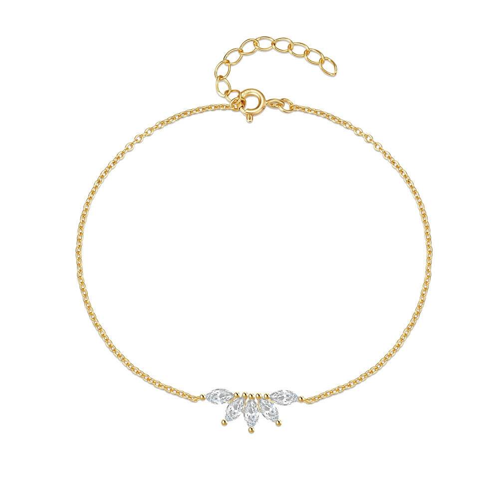 S925 sterling silver crown zircon inlaid daily wear women's bracelet - MOWTE