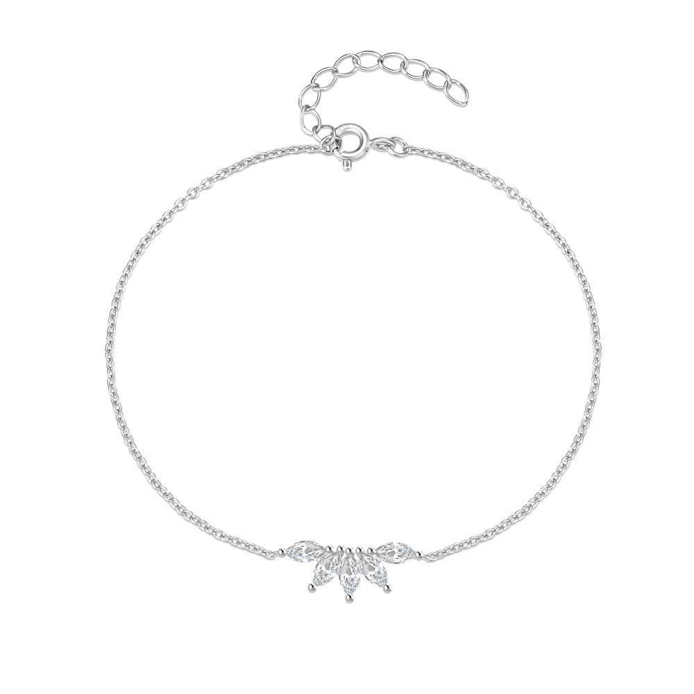 S925 sterling silver crown zircon inlaid daily wear women's bracelet - MOWTE