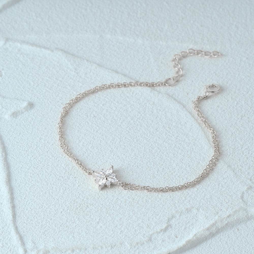 S925 pure silver starry sky bracelet women's snowflake pendant