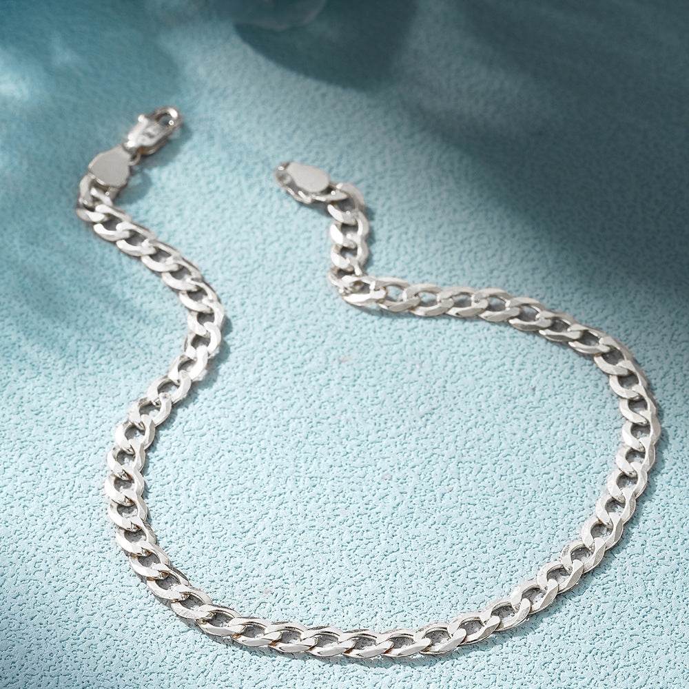 S925 sterling silver basic matching chain Cuban chain women's daily wearing bracelet - MOWTE