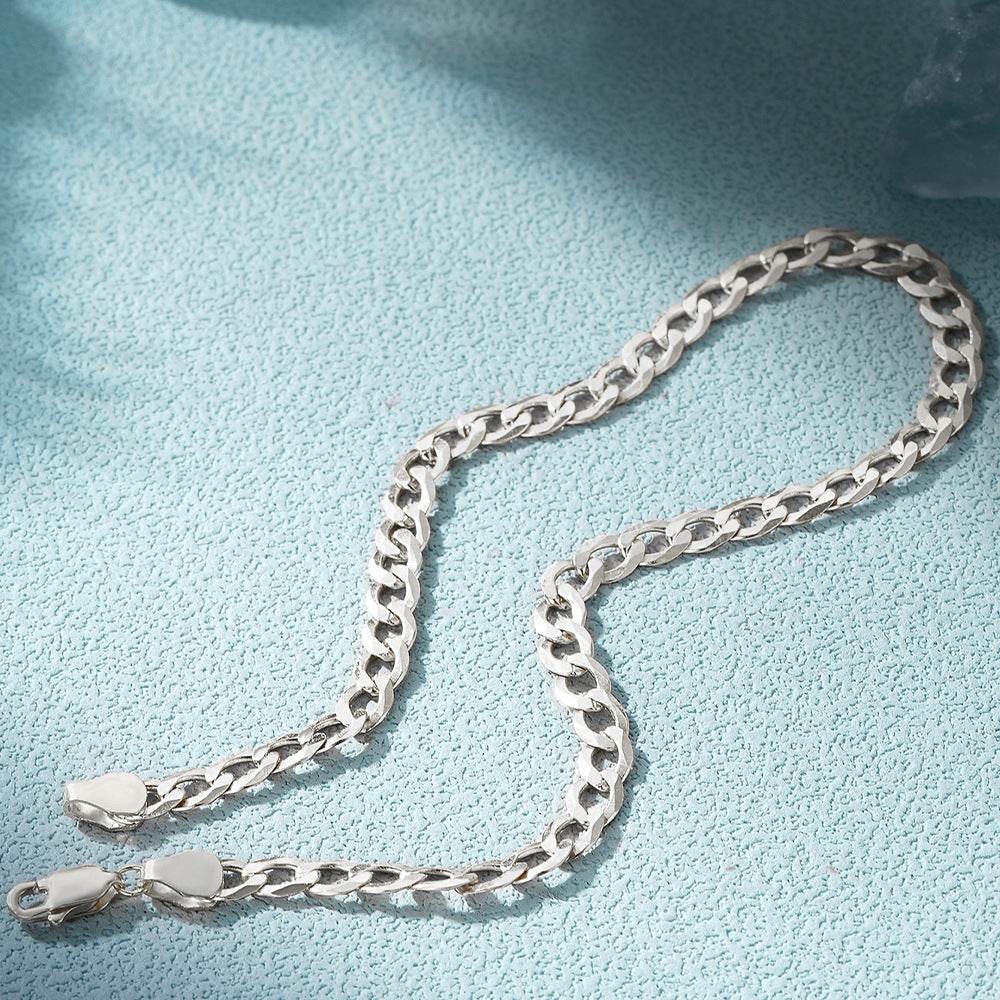 S925 sterling silver basic matching chain Cuban chain women's daily wearing bracelet - MOWTE