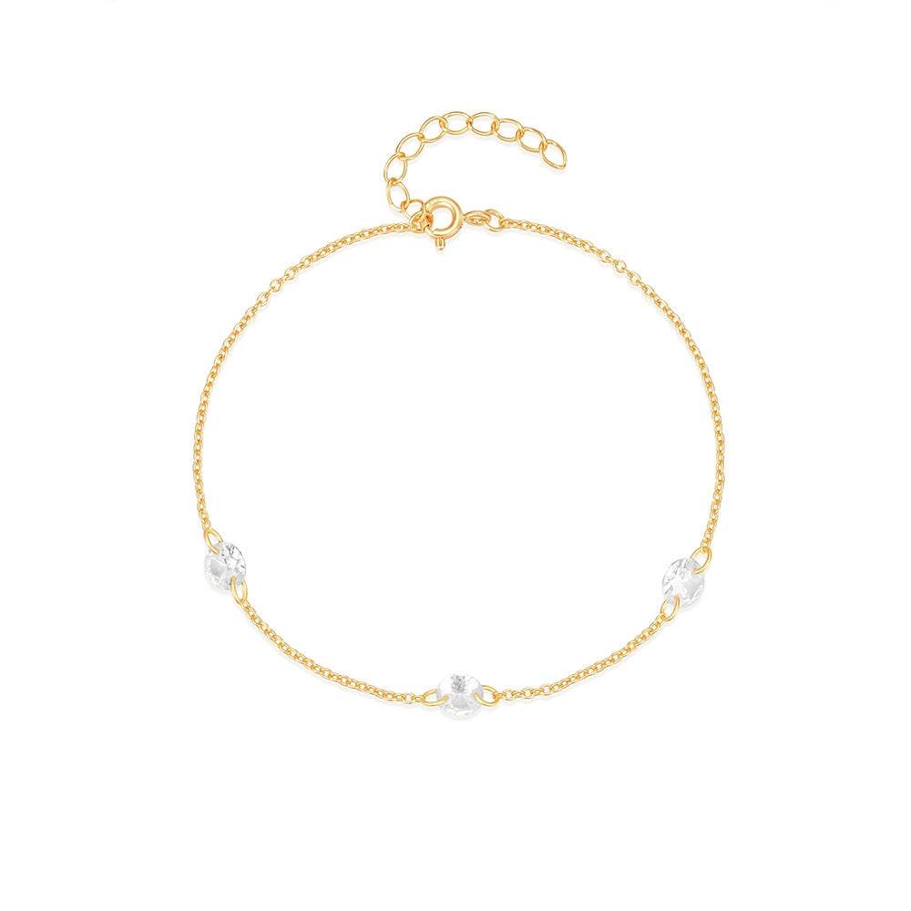 S925 pure silver three diamond studded light luxury temperament layered daily bracelet for women