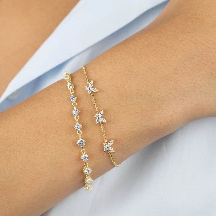 S925 pure silver daily wearing diamond bow bracelet