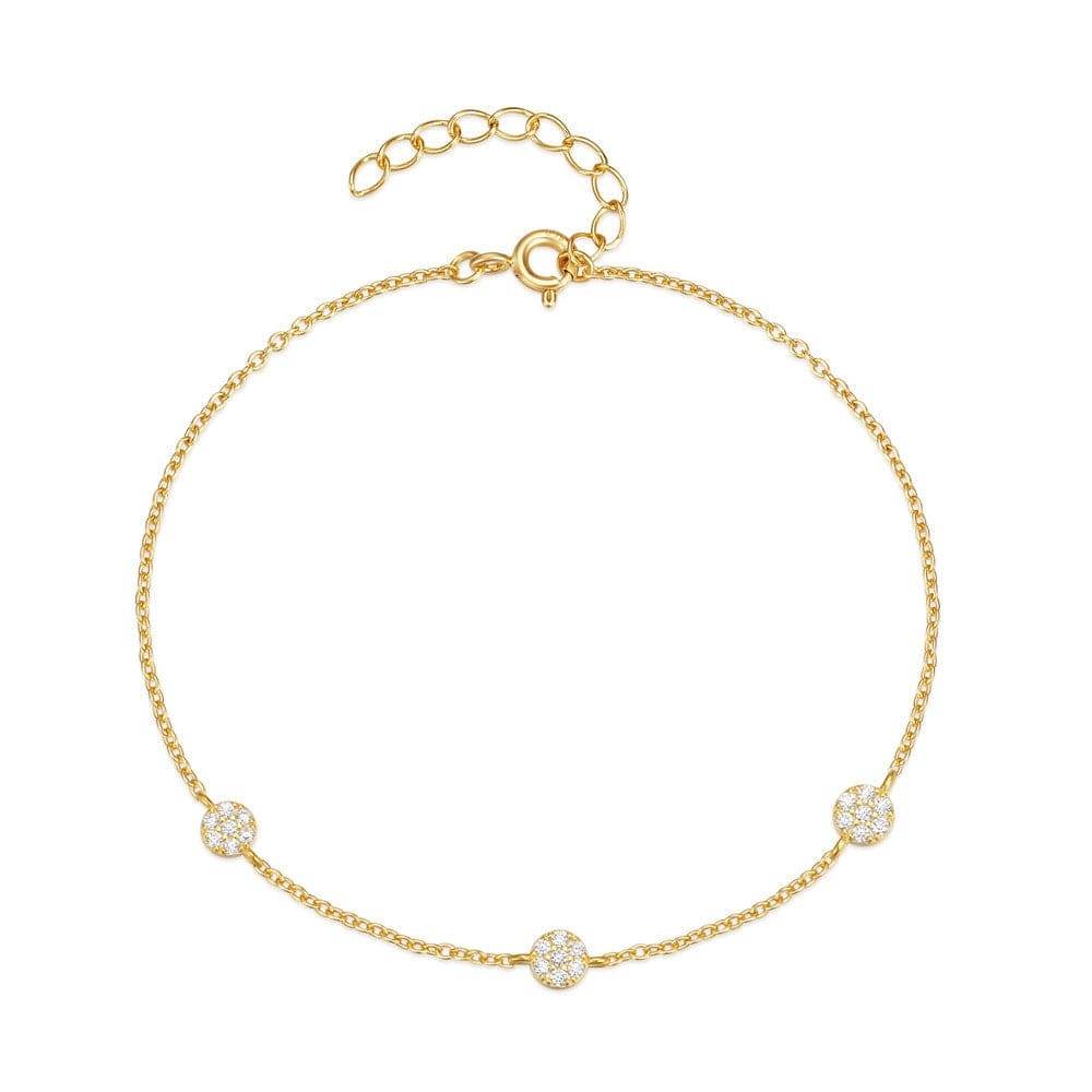 S925 sterling silver three round brand diamond inlaid daily matching women's bracelet - MOWTE