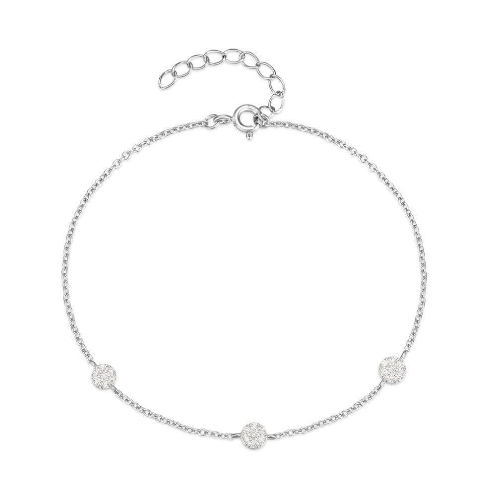 S925 sterling silver three round brand diamond inlaid daily matching women's bracelet - MOWTE