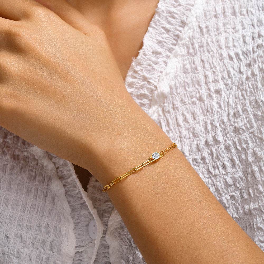 O-chain+paperclip chain splicing bracelet for women