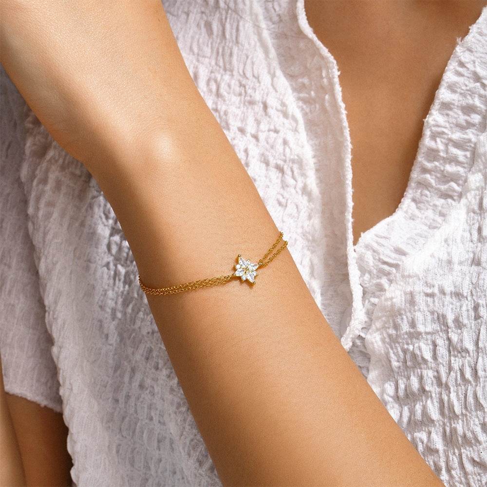 S925 pure silver starry sky bracelet women's snowflake pendant