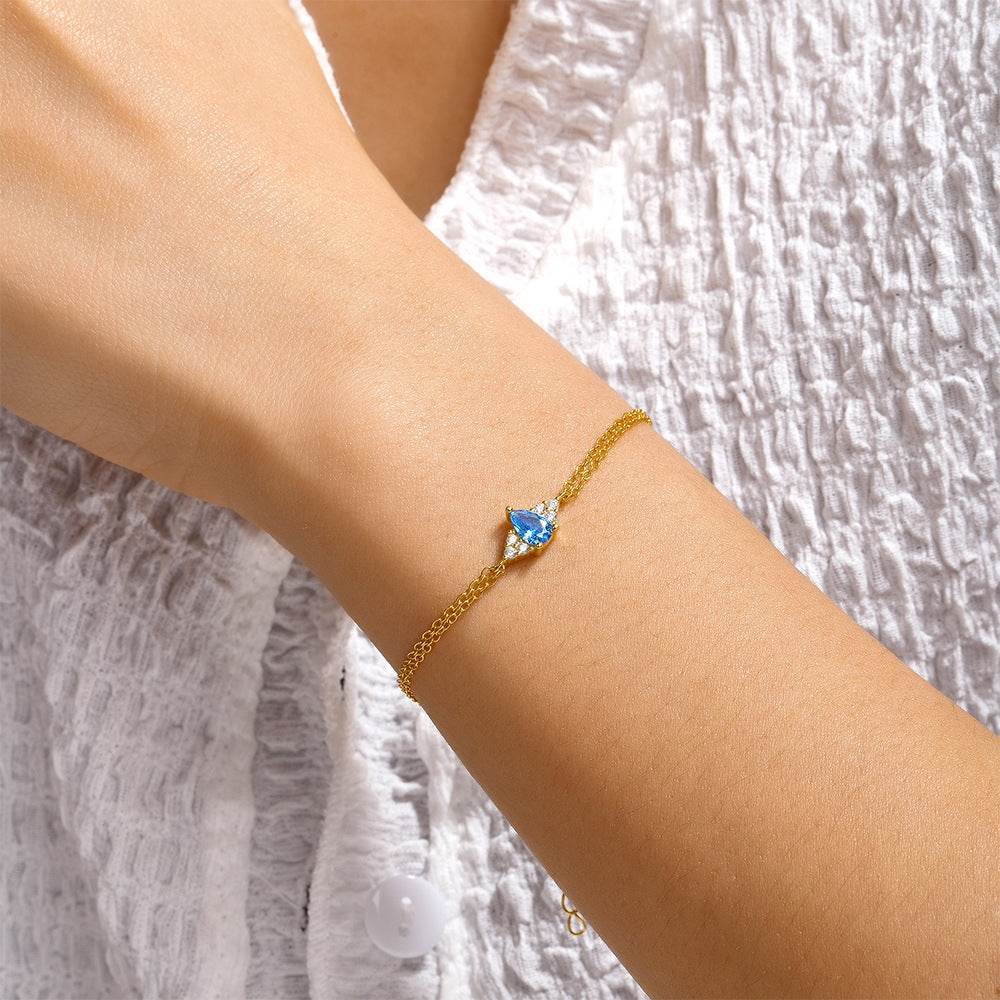 S925 pure silver diamond sky sapphire bracelet for women's daily wear