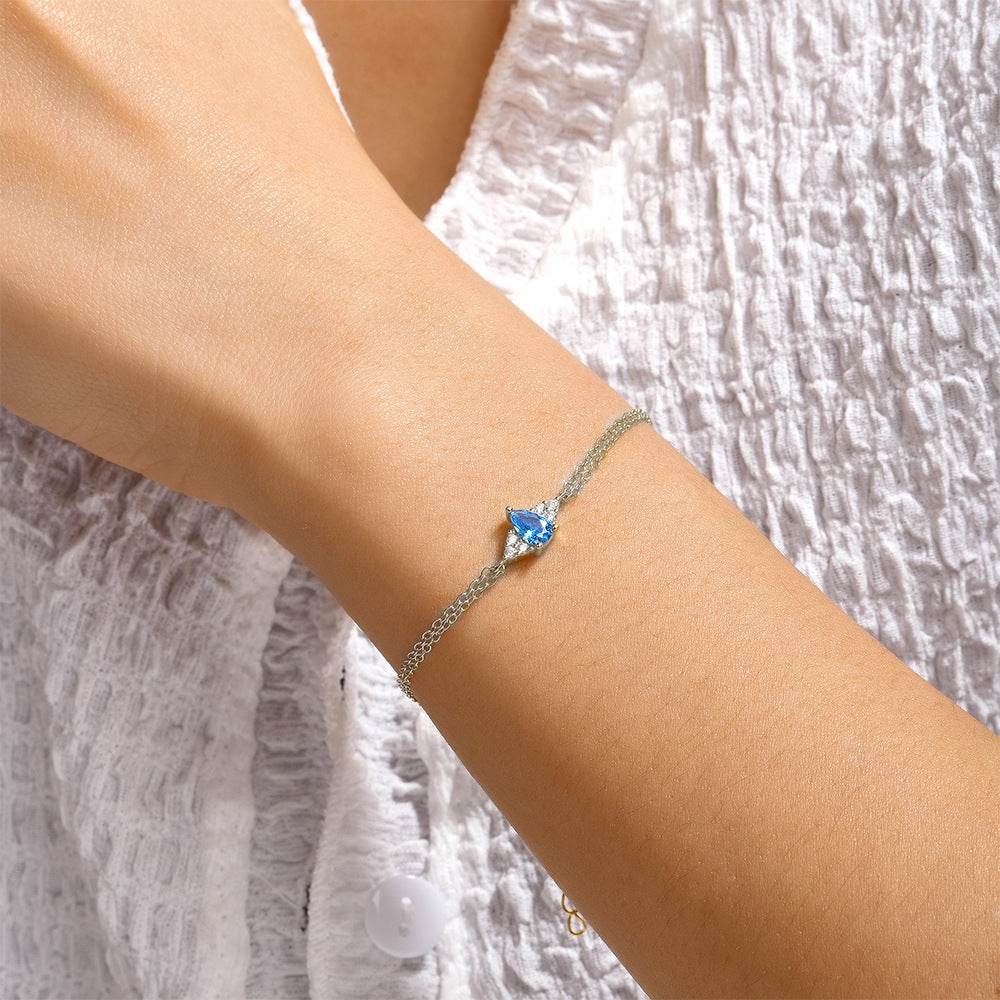 S925 pure silver diamond sky sapphire bracelet for women's daily wear
