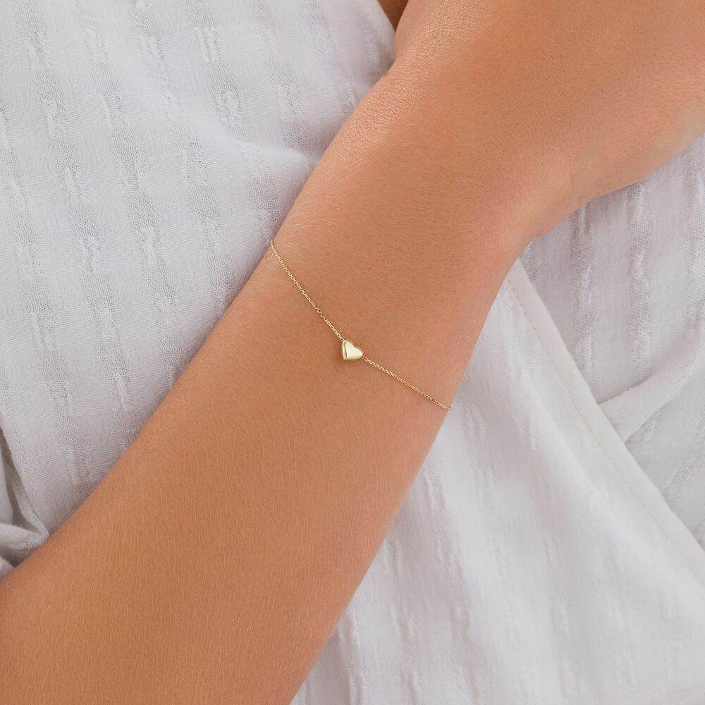 S925 pure silver heart-shaped smooth daily commuting bracelet for women