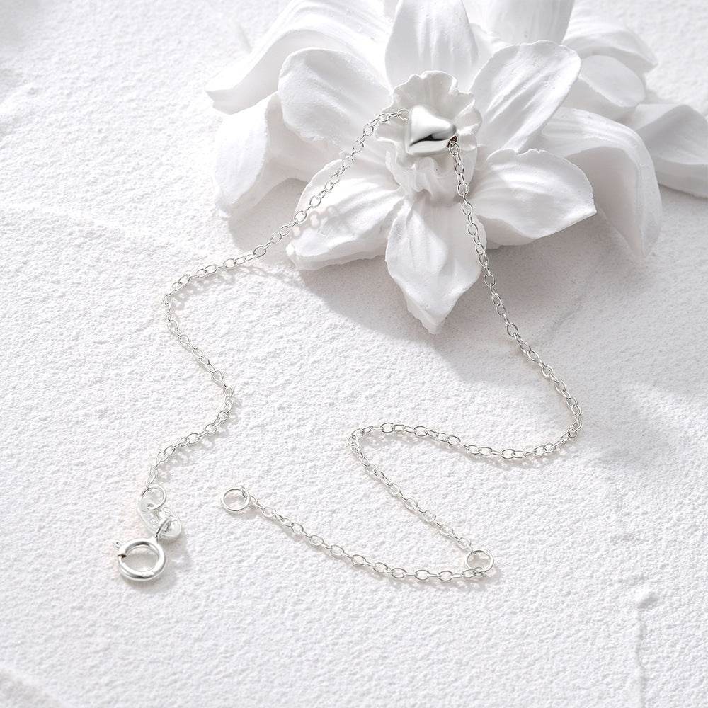S925 pure silver heart-shaped smooth daily commuting bracelet for women