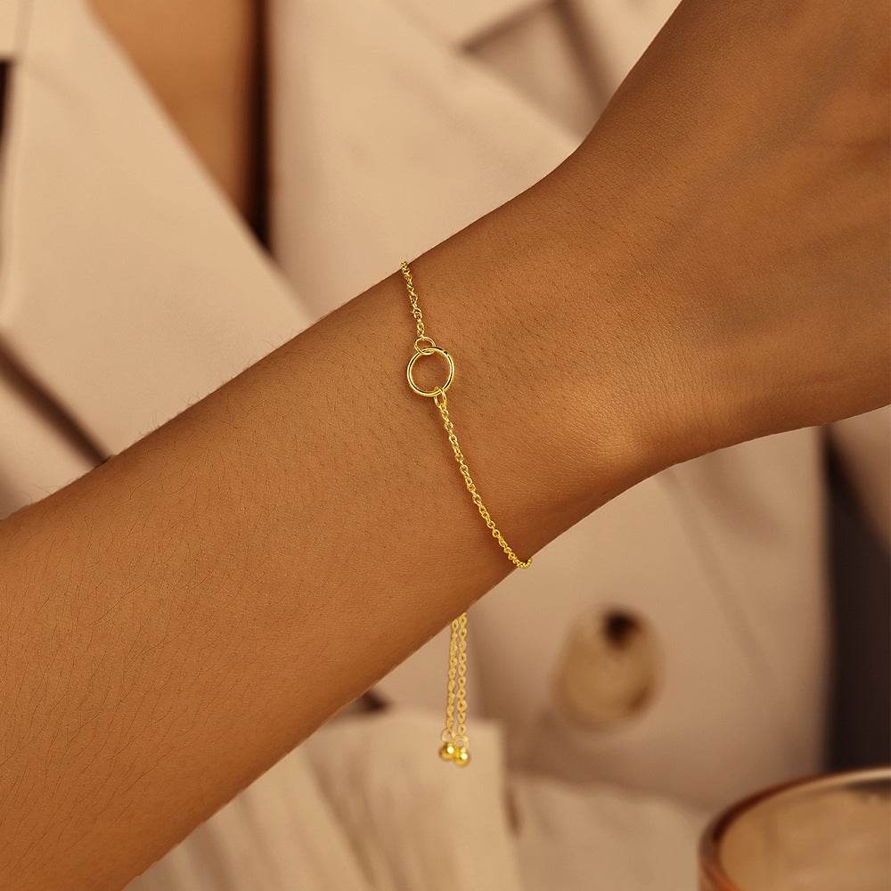 925 sterling silver geometric circle necklace women's ins minimalist bracelet - MOWTE