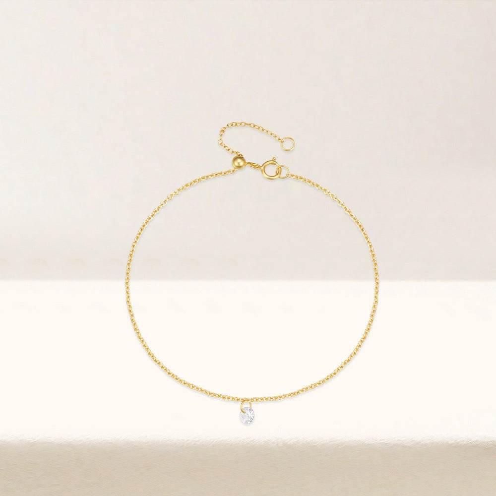 S925 pure silver single diamond inlaid layered daily outfit women's bracelet