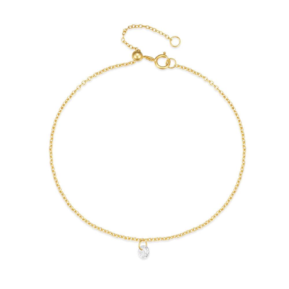 S925 pure silver single diamond inlaid layered daily outfit women's bracelet - MOWTE