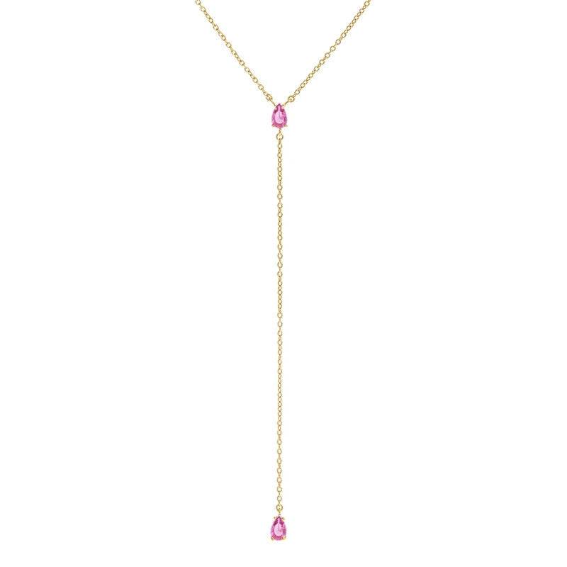 S925 pure silver simple Y-shaped diamond collarbone necklace for daily wear - MOWTE