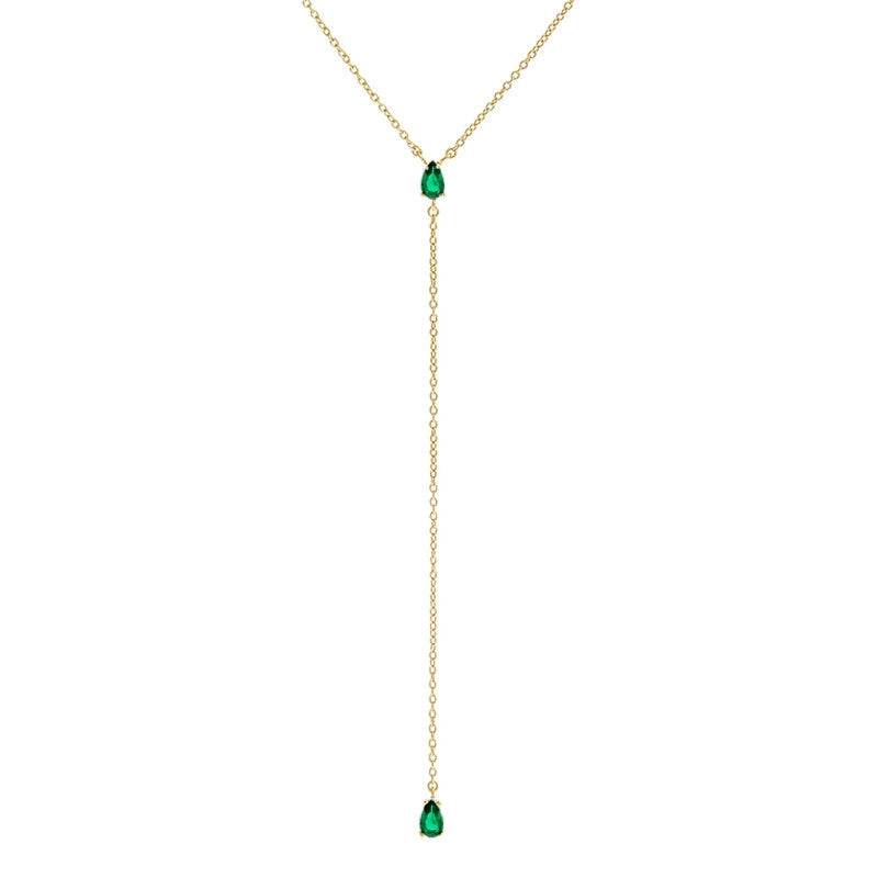 S925 pure silver simple Y-shaped diamond collarbone necklace for daily wear - MOWTE