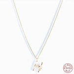 New S925 sterling silver color diamond butterfly 26 letter pendant - MOWTE