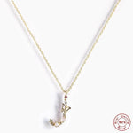 New S925 sterling silver color diamond butterfly 26 letter pendant - MOWTE