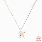 New S925 sterling silver color diamond butterfly 26 letter pendant - MOWTE