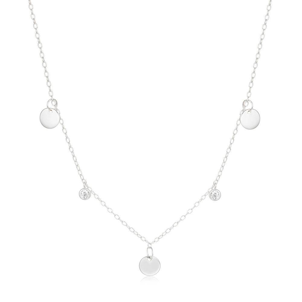 S925 sterling silver tassel zircon pendant round badge collarbone necklace for women - MOWTE