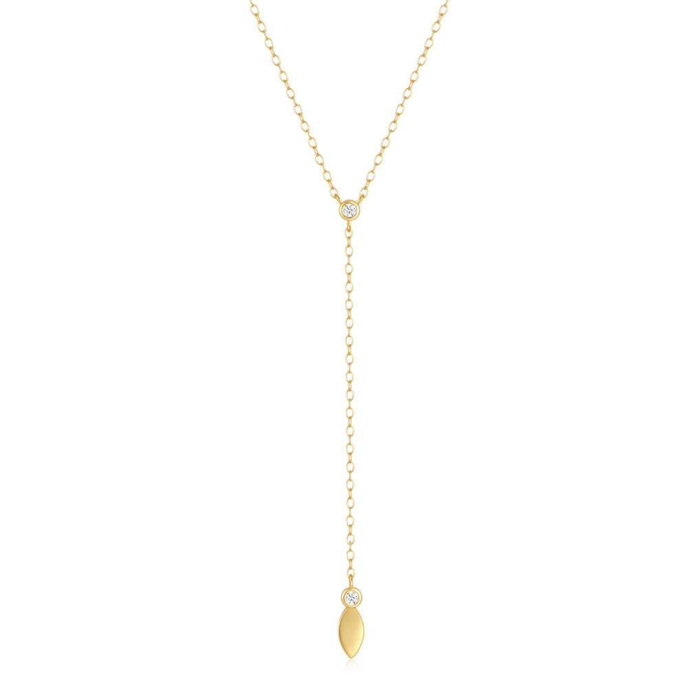 S925 sterling silver water droplet diamond women's collarbone chain - MOWTE