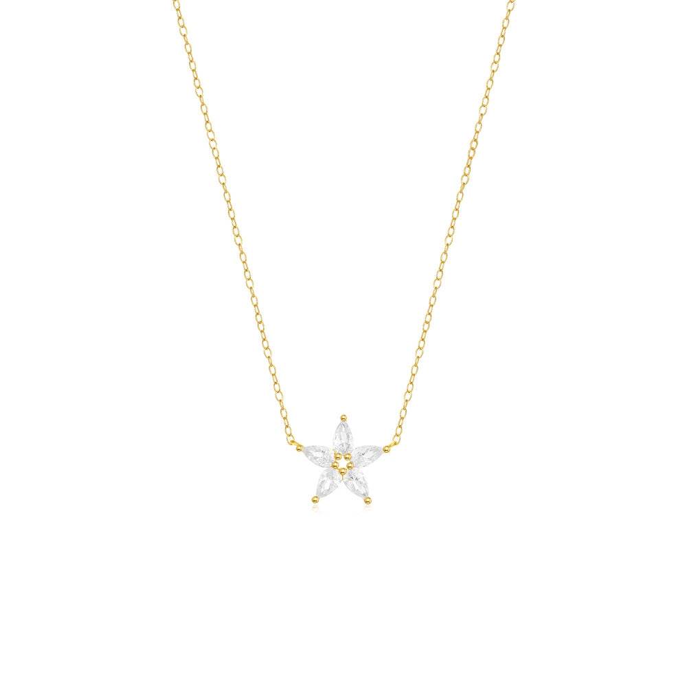 S925 sterling silver diamond pentagram collarbone necklace minimalist necklace - MOWTE