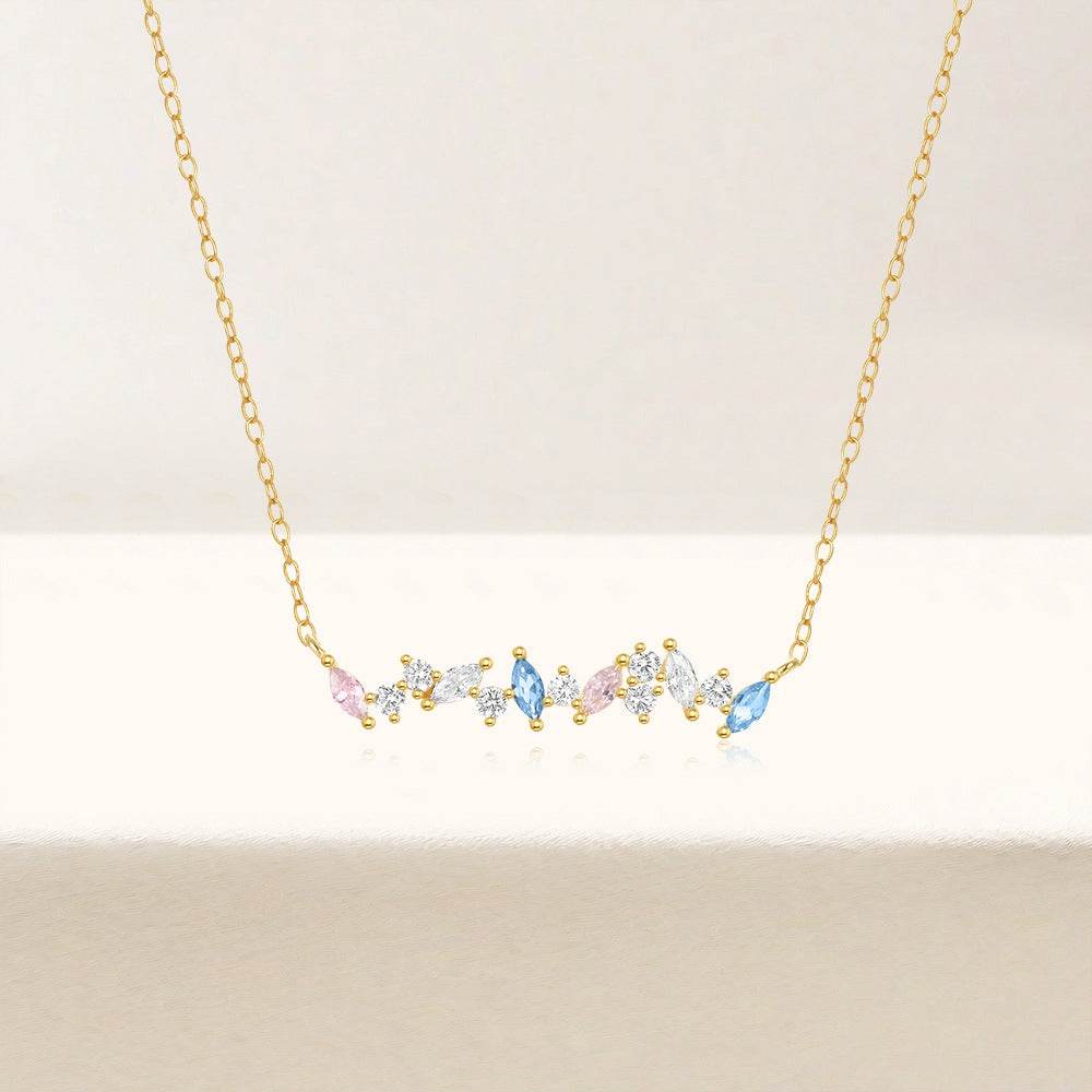 S925 sterling silver colored diamond inlaid collarbone necklace - MOWTE