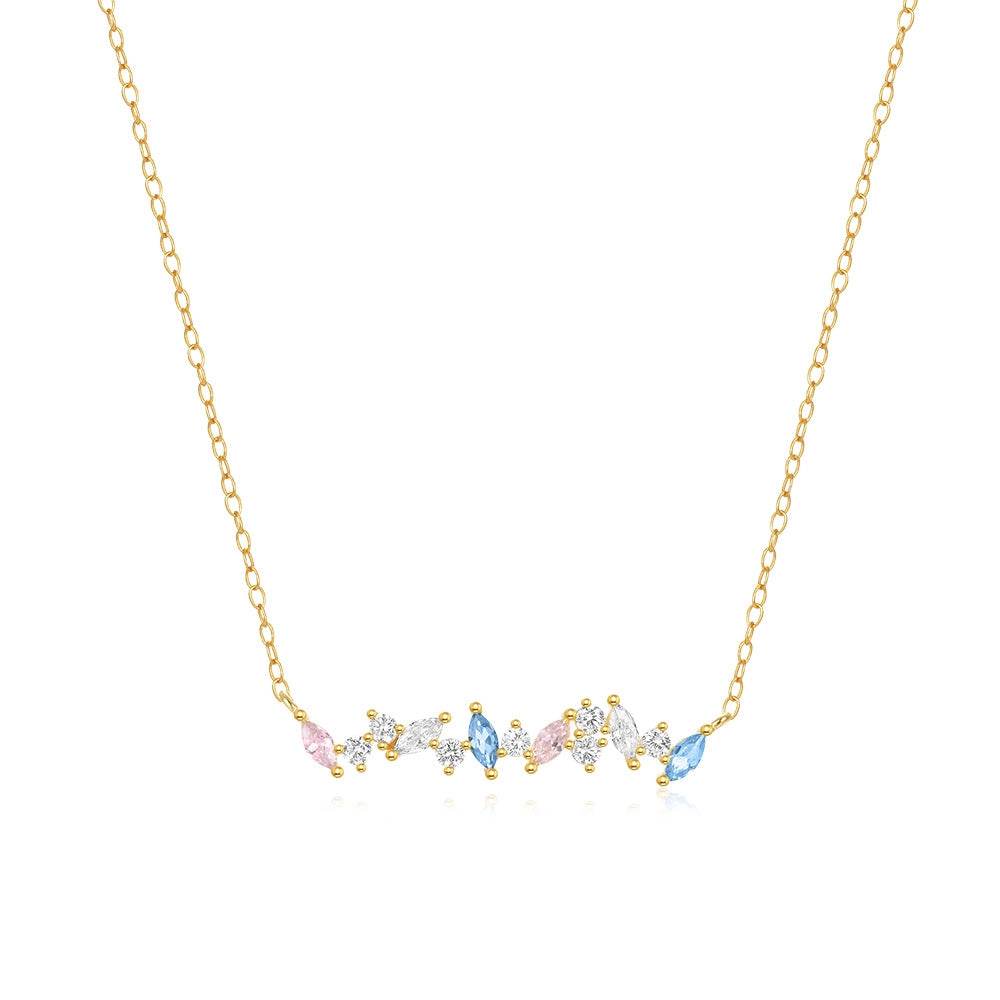S925 sterling silver colored diamond inlaid collarbone necklace - MOWTE