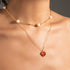 925 sterling silver agate necklace heart-shaped peach heart pendant collarbone chain - MOWTE