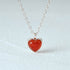 925 sterling silver agate necklace heart-shaped peach heart pendant collarbone chain - MOWTE