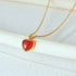 925 sterling silver agate necklace heart-shaped peach heart pendant collarbone chain - MOWTE