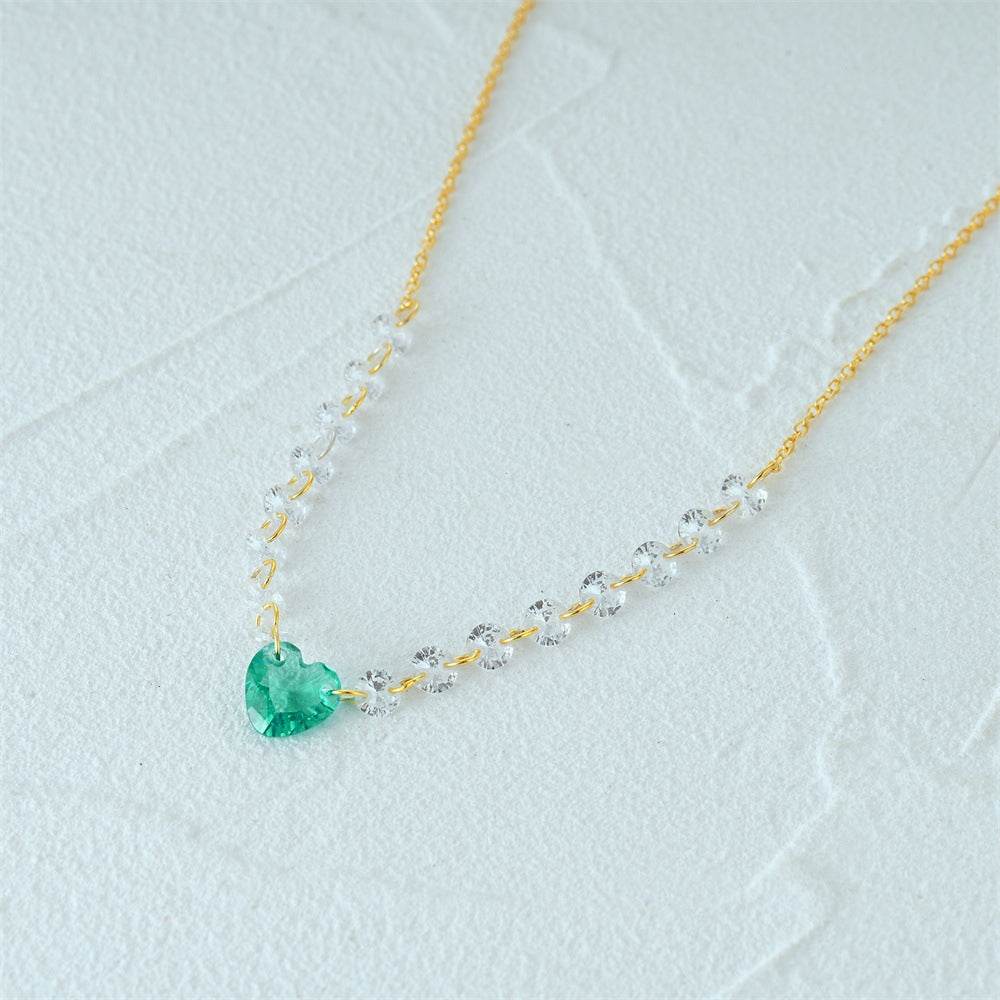 S925 pure silver exquisite luxury single row diamond collarbone chain - MOWTE