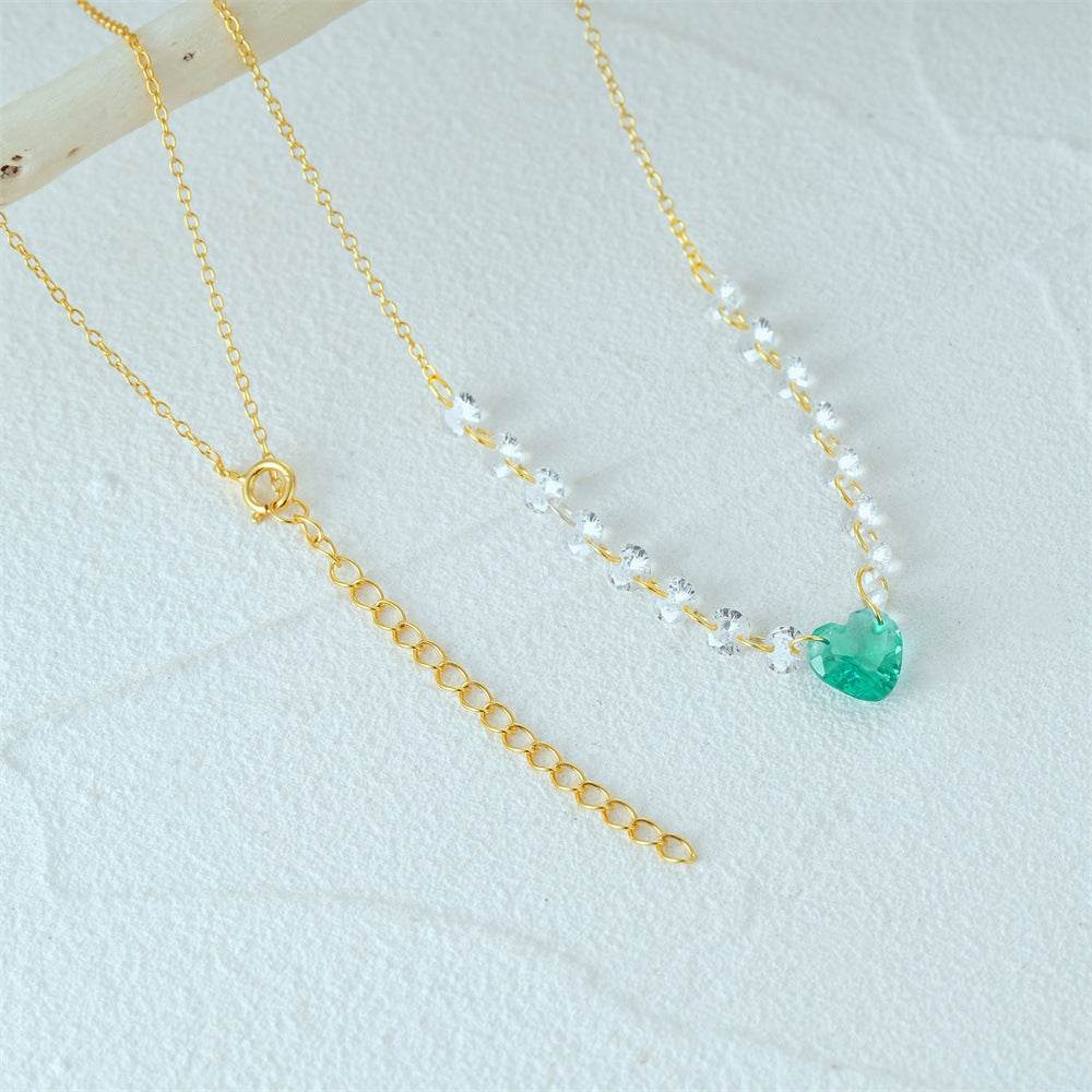 S925 pure silver exquisite luxury single row diamond collarbone chain - MOWTE