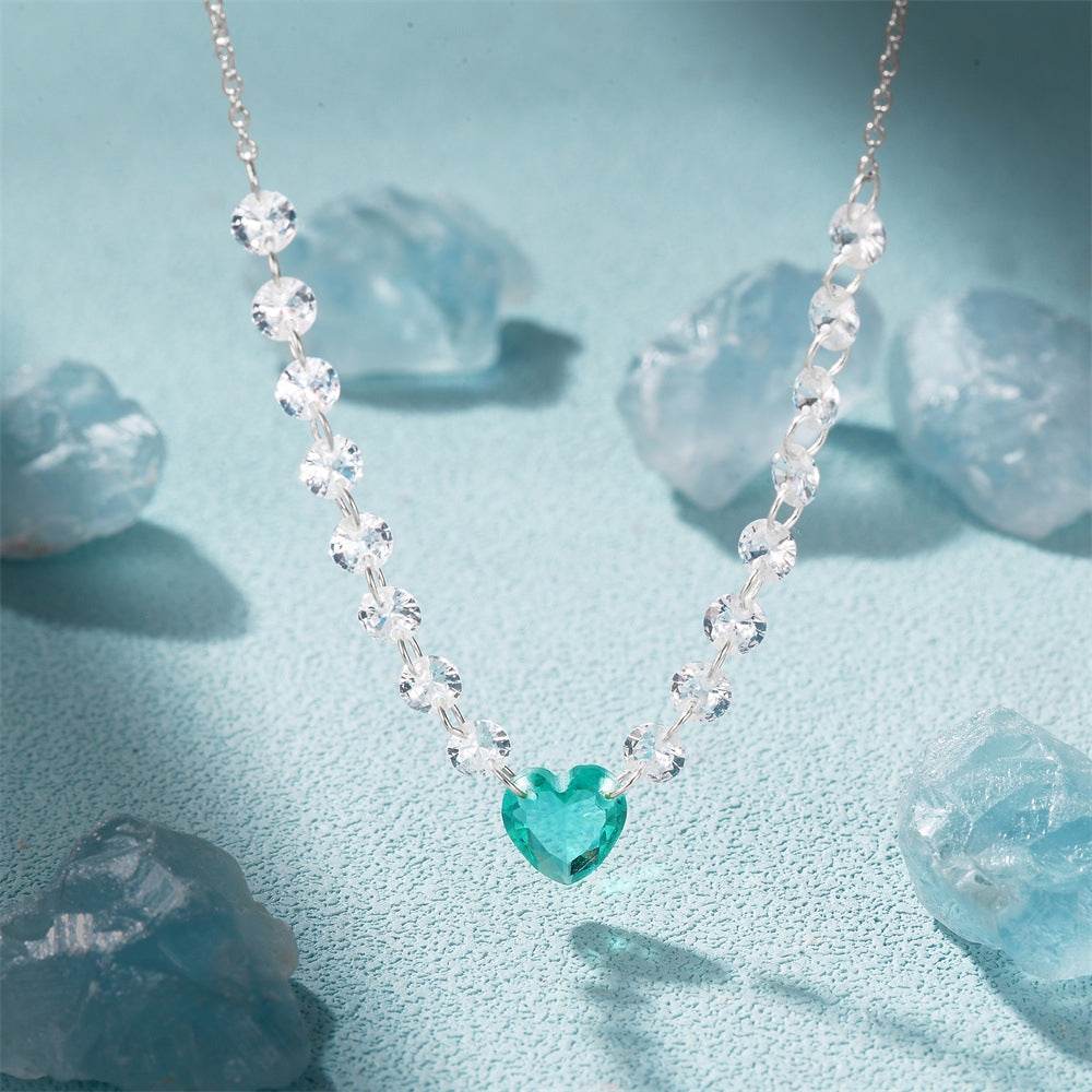 S925 pure silver exquisite luxury single row diamond collarbone chain - MOWTE