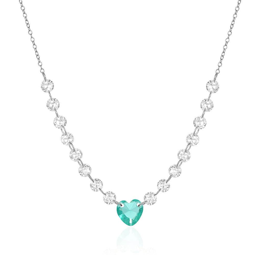 S925 pure silver exquisite luxury single row diamond collarbone chain - MOWTE