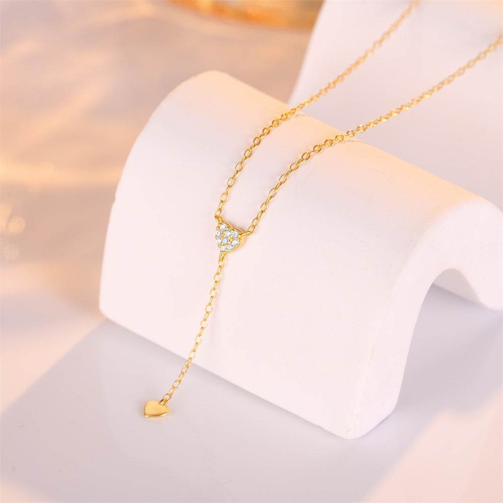 925 sterling silver tassel Y-shaped double core diamond necklace - MOWTE