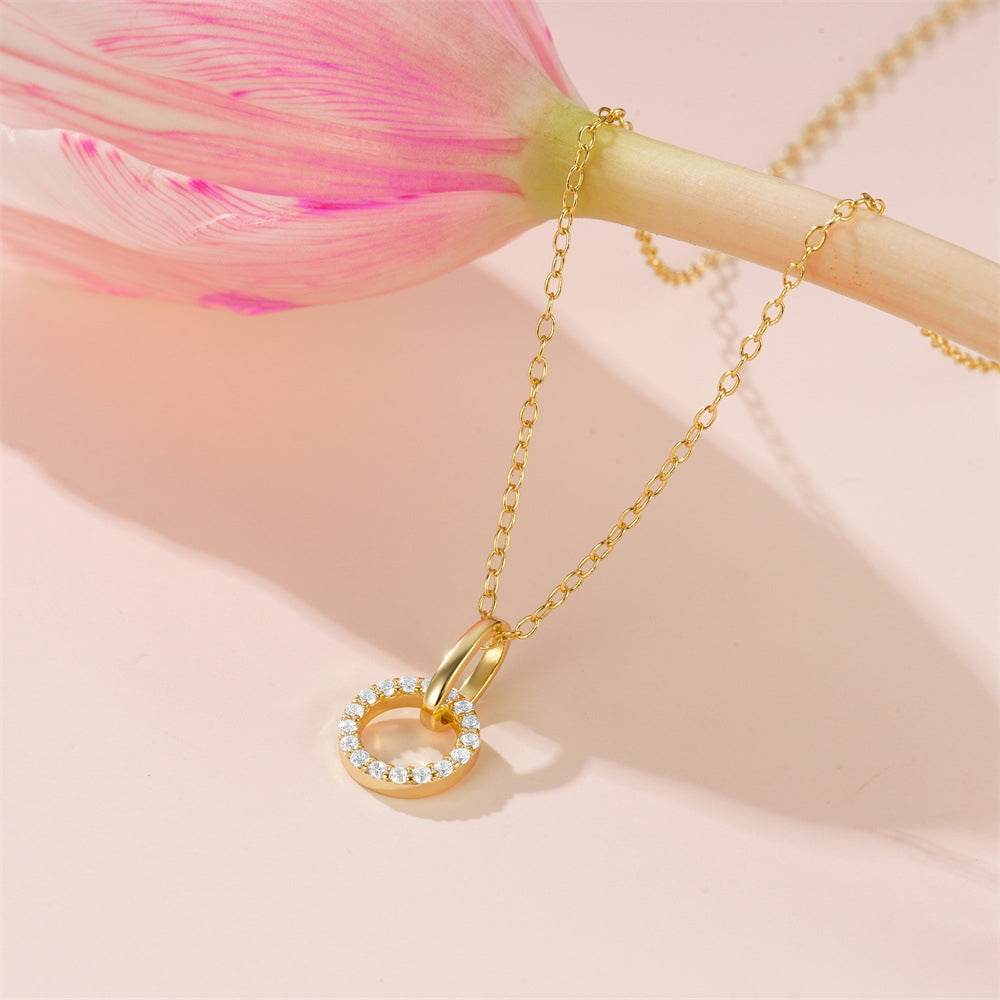 S925 pure silver light luxury interlocking micro zirconia chain - MOWTE