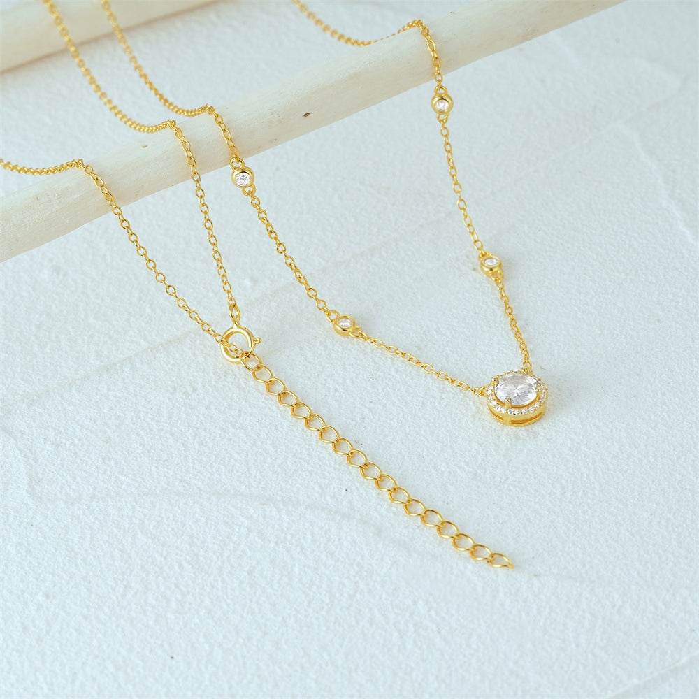 S925 sterling silver classic inlaid zirconia star necklace - MOWTE