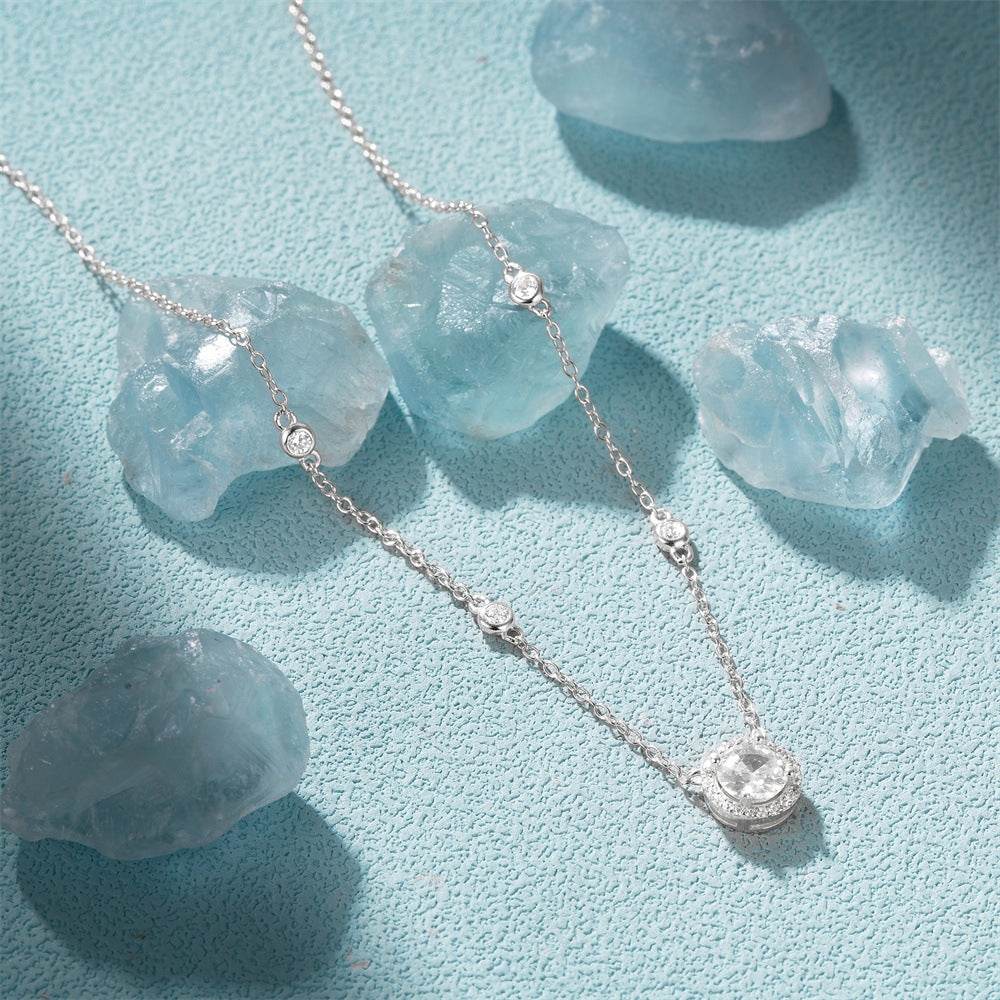 S925 sterling silver classic inlaid zirconia star necklace - MOWTE