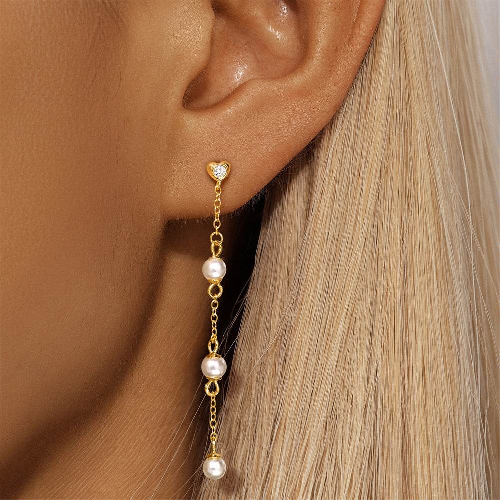 925 sterling silver diamond tassel earrings