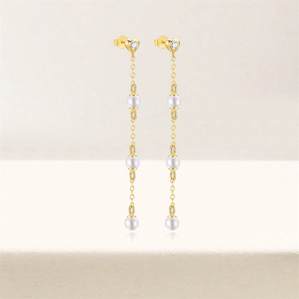 925 sterling silver diamond tassel earrings