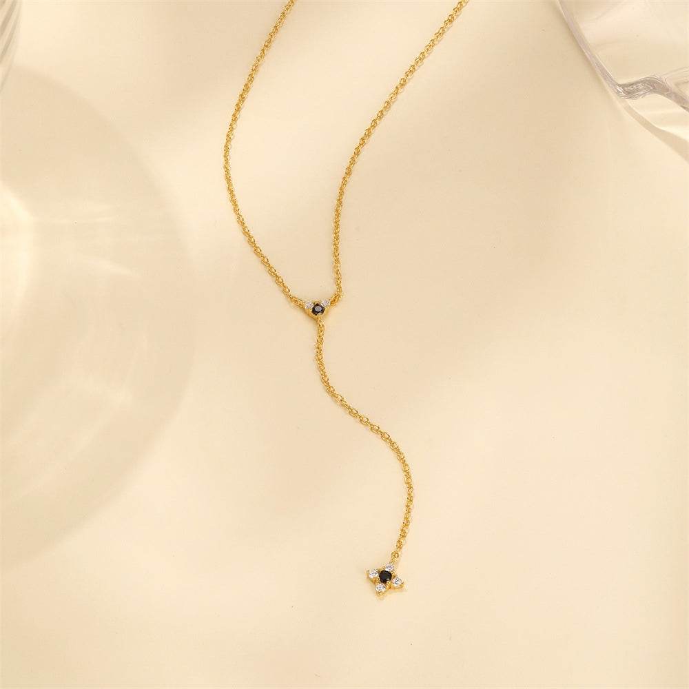 S925 sterling silver Y-shaped diamond daily versatile collarbone chain