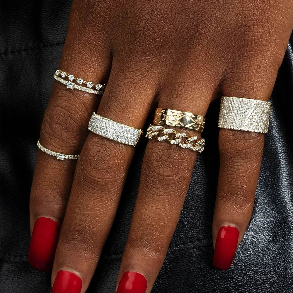 S925 pure silver single row diamond ins women's wedding ring