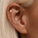 S925 sterling silver daily outfit with diamond tassel geometry 16g puncture thread earlobe and ear bone - MOWTE
