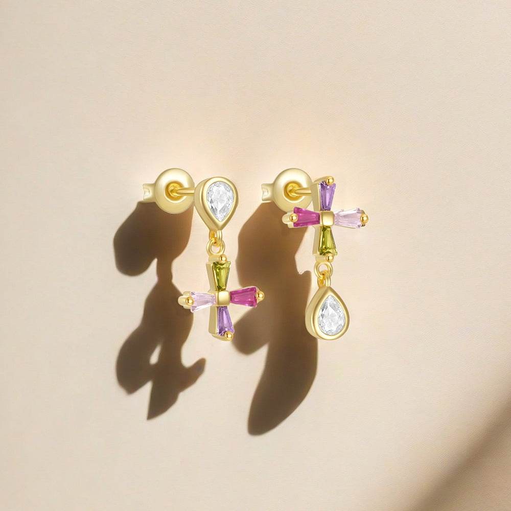 925 sterling silver diamond flower earrings
