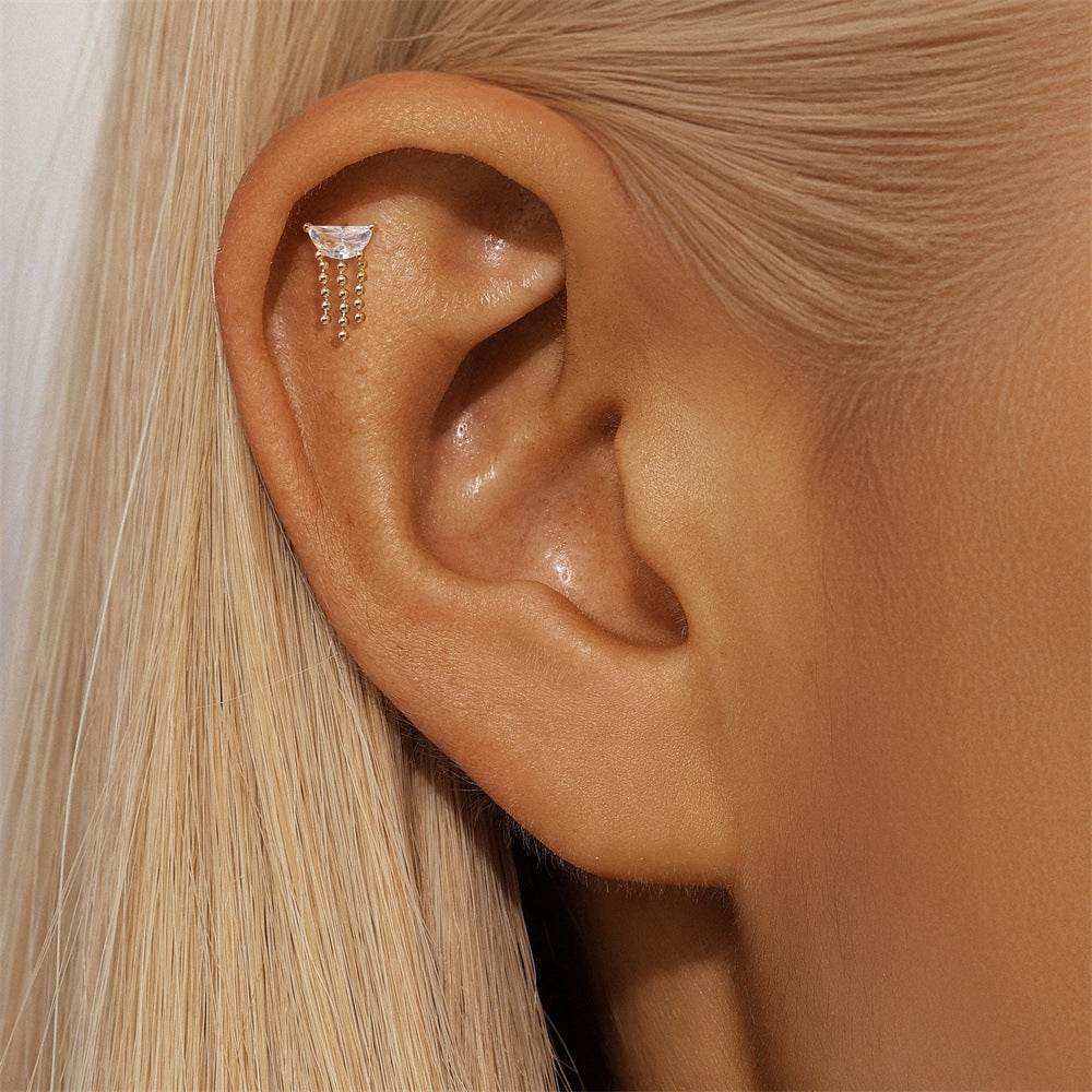 S925 pure silver geometric zircon splicing flower shaped earrings
