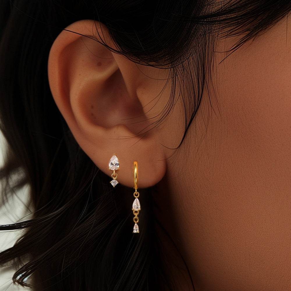Tassel S925 pure silver stone earrings - MOWTE