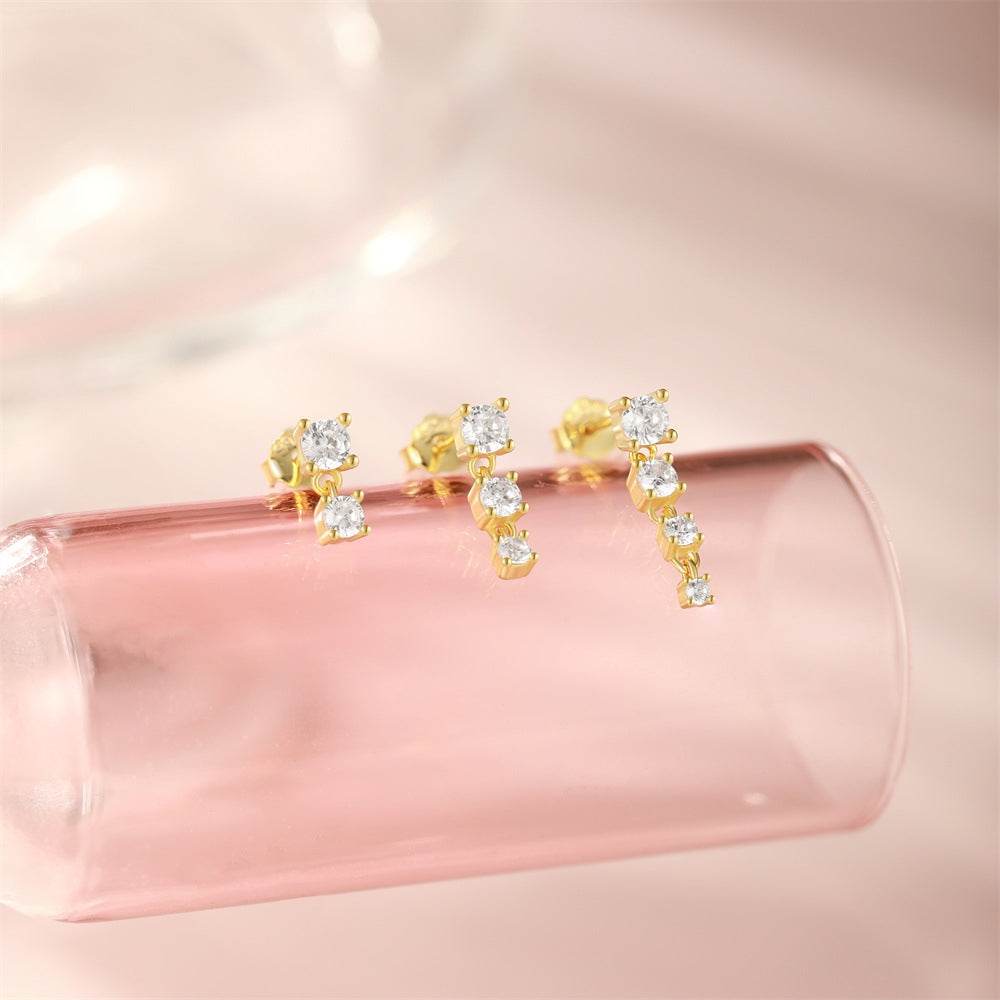Zircon Three Piece S925 Women's Ear Studs Set