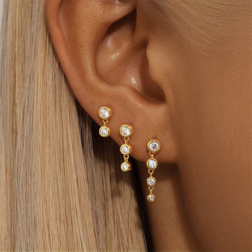 Zircon Three Piece S925 Women's Ear Studs Set